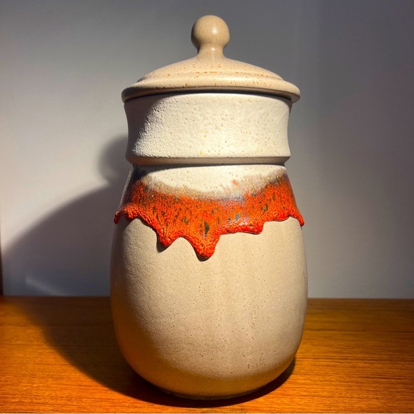Vintage Other - Vintage 1970s Laurentian Lava Drip Glaze Canister Large Jar Brutalist Pottery